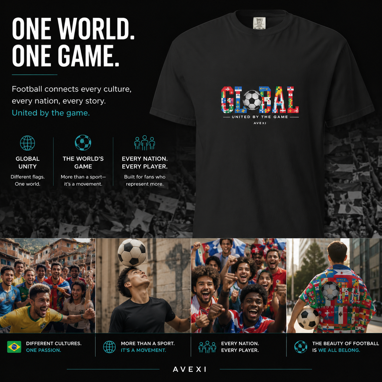 GLOBAL™ United By The Game Soccer Tee 🌍⚽ | International Football Streetwear